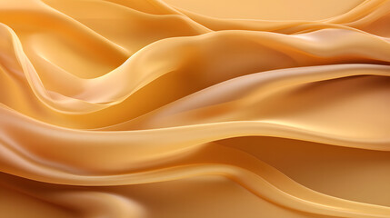 Abstract background of a semitransparent silk fabric of ocher color. Generative AI
