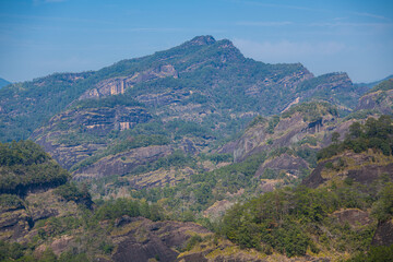 Fototapeta premium A landscape picture of the mountains and hills of Wuyishan in Fujian, China