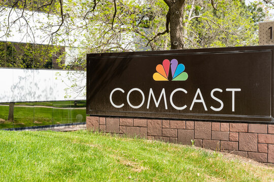 Comcast office in Englewood, CO, USA, May 18, 2023. Comcast Corporation is an American multinational telecommunication and media conglomerate. 