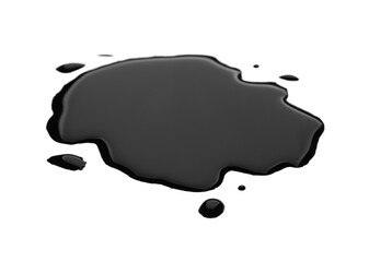 Blots of black liquid on white background
