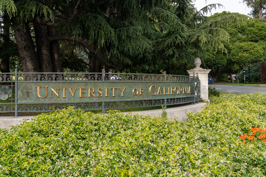 University of California sign outside the UC Berkeley campus, California, June 5, 2023. The University of California, Berkeley is a public land-grant research university. 