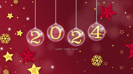 2o24 happy new year red background