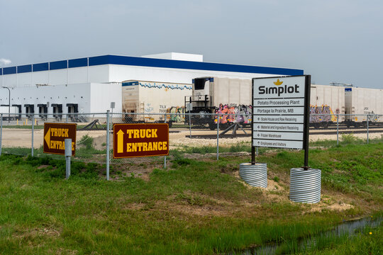 Simplot Potato Processing Plant in Portage la Prairie, MB, Canada, on July 18, 2023. The J. R. Simplot Company is an agribusiness company.