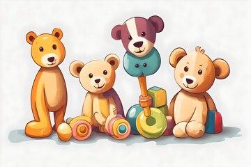 teddy bear with a set of toys