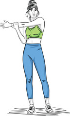 Young sporty woman stretching at the gym