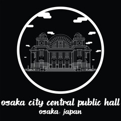 Circle Icon Osaka City Central Public Hall. vector illustration