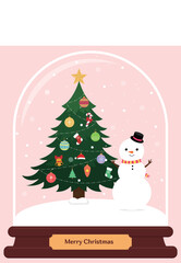 크리스마스 스노우볼 트리와 눈사람