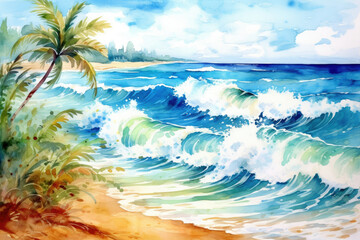 Seascape ocean nature sand blue summer sea beach tropic coast water landscape - obrazy, fototapety, plakaty