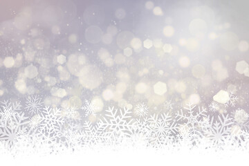 雪の結晶が舞うクリスマスの赤色の水彩画背景イラスト
