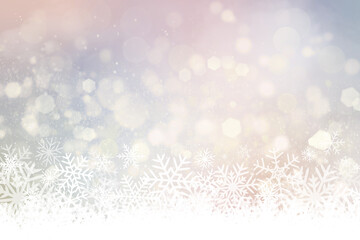 Fototapeta na wymiar 雪の結晶が舞うクリスマスの赤色の水彩画背景イラスト