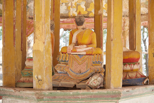 Phnom Santuk, a sacred Buddhist pilgrimage spot in Cambodia, known for its rock carvings and sculptures