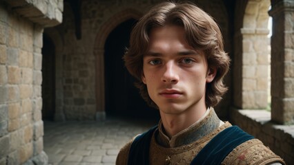 Fototapeta na wymiar Portrait of a prince in a castle