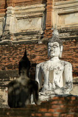white sitting buddha in Wat Yai Chai Mongkhon