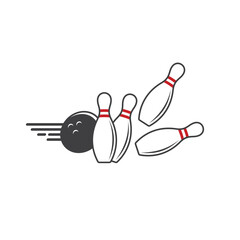 illustration of bowling, indoor sports, vector art.