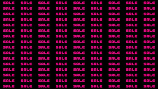 中央からSALEのテキストがパッパッパッと表示されるアニメーション素材　1秒サイクル　ループ・10秒　黒背景　レインボー