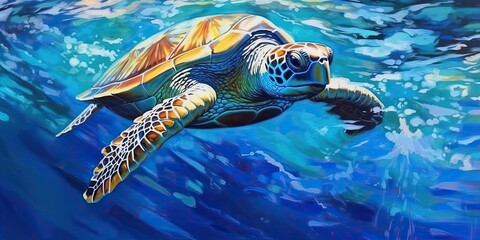 Fototapeta premium green sea turtle underwater