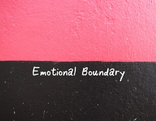 Text on copy space pink background Emotional Boundary -  frontier and bounding line which gives one...