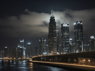Fototapeta premium city with skyscrapper in the night