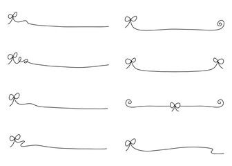 手書きのリボンの飾り罫　デコレーション素材　手書きの線画