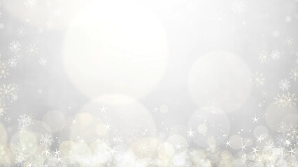 Particles shiny bokeh lights glow background. Abstract snowflake magic dust glittering light blurred for presentation luxury wedding, New year and Christmas festival.