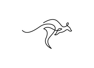 Line Art Kangaroo Logo Design Template Vector Illustration