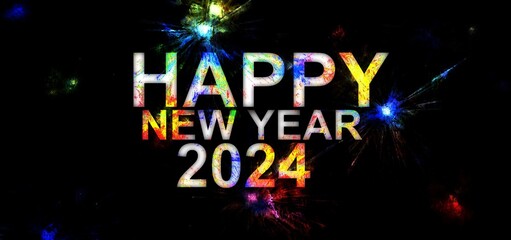 Fototapeta na wymiar Happy new year 2024 beautiful and colorful design