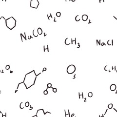 Chemistry modular seamless illustration on white background. 