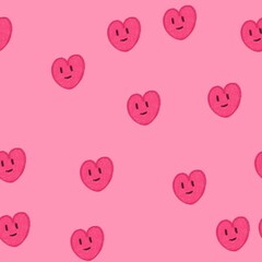 Heart cartoon illustration seamless on white background.