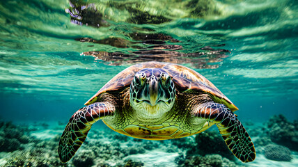 green turtle swimming