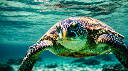 Naklejka na ściany i meble sea turtle swimming