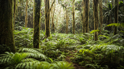 Fototapeta premium green forest in the morning