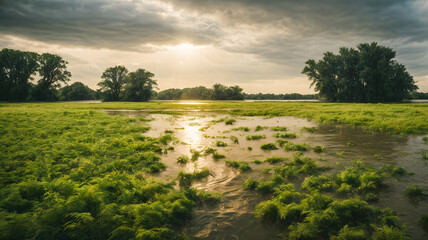 Obraz premium sunset over the lake