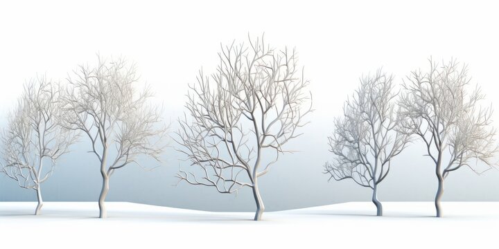 Cut-out trees shapes cover by snow winter time for landscape 3d illustrations, Generative AI 