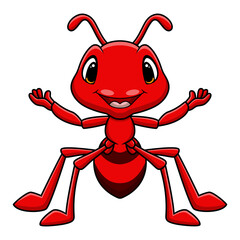 Cute ant cartoon on white background