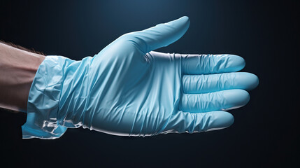 Obraz premium Hands wearing latex surgical gloves. Concept of Hygiene and Safety Precautions, Medical or Laboratory Glove, Protective Gear for Cleanliness.