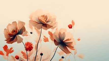 Flowers on a cream colored background. Generative AI