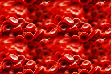 Red blood cells in a captivating close-up shot. Seamless repeatable background.
