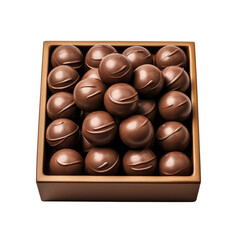 Box of chocolate candies isolated on transparent background