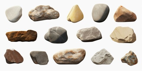 Fototapeta na wymiar Realistic stones shapes cutout backgrounds 3d rendering, Generative AI 