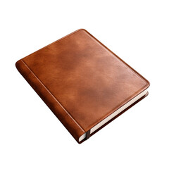 Brown leather notebook isolated on transparent background - obrazy, fototapety, plakaty