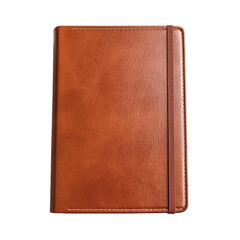 Brown leather notebook isolated on transparent background