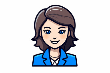 A female secretary cartoon character profile icon in flat and modern line vector illustration art isolated on a white background. Generative AI.