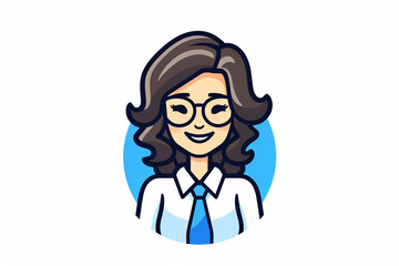 A female secretary cartoon character profile icon in flat and modern line vector illustration art isolated on a white background. Generative AI.