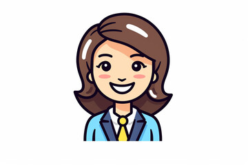 A female secretary cartoon character profile icon in flat and modern line vector illustration art isolated on a white background. Generative AI.