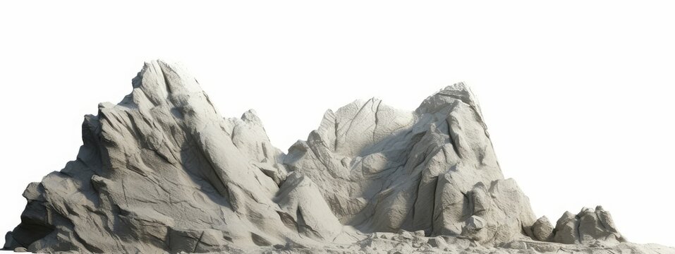 3d rendering rocks mountains shapes on white backgrounds, Generative AI 