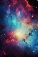 Fototapeta na wymiar Incredibly beautiful galaxy in outer space. Nebula night starry sky in rainbow colors. Multicolor outer space - vertical orientation