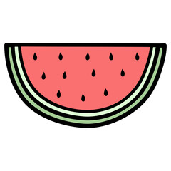 Watermelon Filled Line Icon Vector Illustration