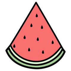 A Slice of Watermelon Filled Line Icon Vector Illustration 