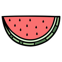 Slice of Watermelon Filled Line Icon Vector Illustration 