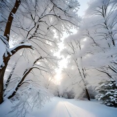 snow covered trees Generated Ai